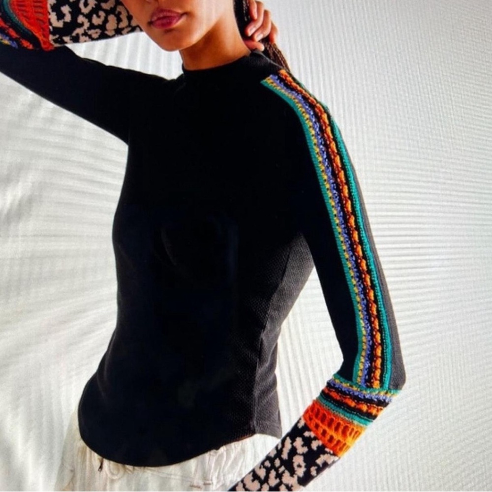 Free People Knitted Sleeve Shirt